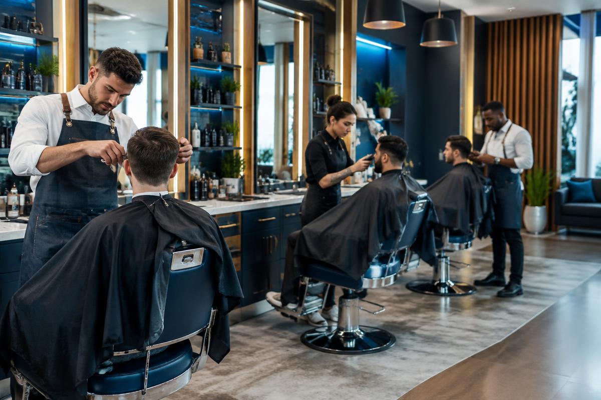 Generated barber team demonstration; fictional project content